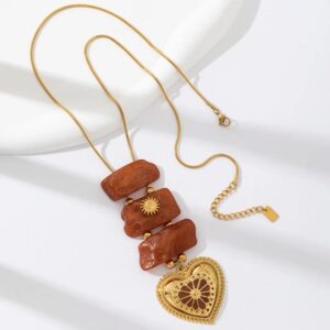 Collier acier inoxydable marron et doré