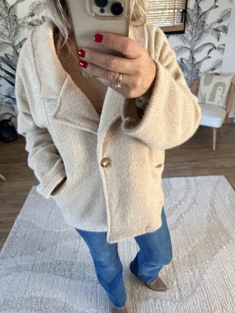 Manteau oversize beige femme – Image 3