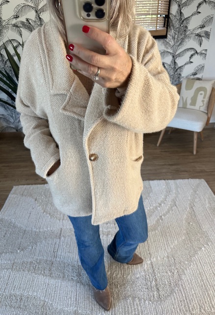 Manteau oversize beige femme – Image 2