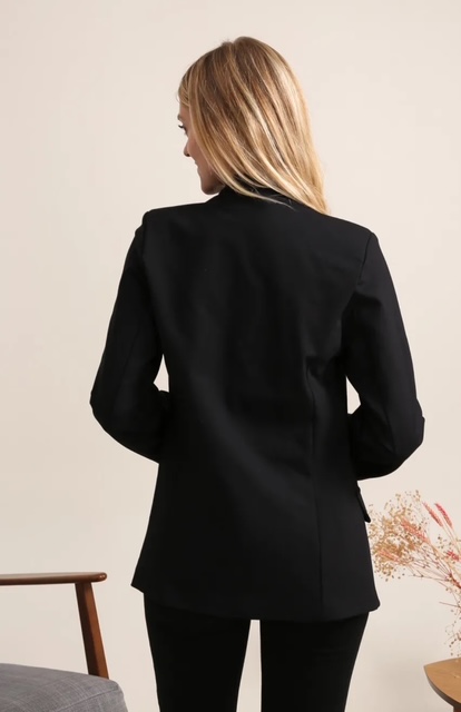 Blazer noir femme détails léopard – Image 4