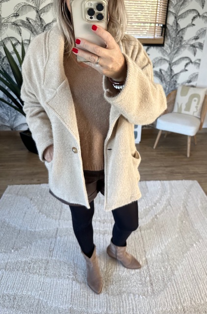 Manteau oversize beige femme