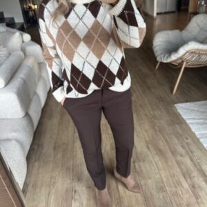 Pantalon cigarette femme marron