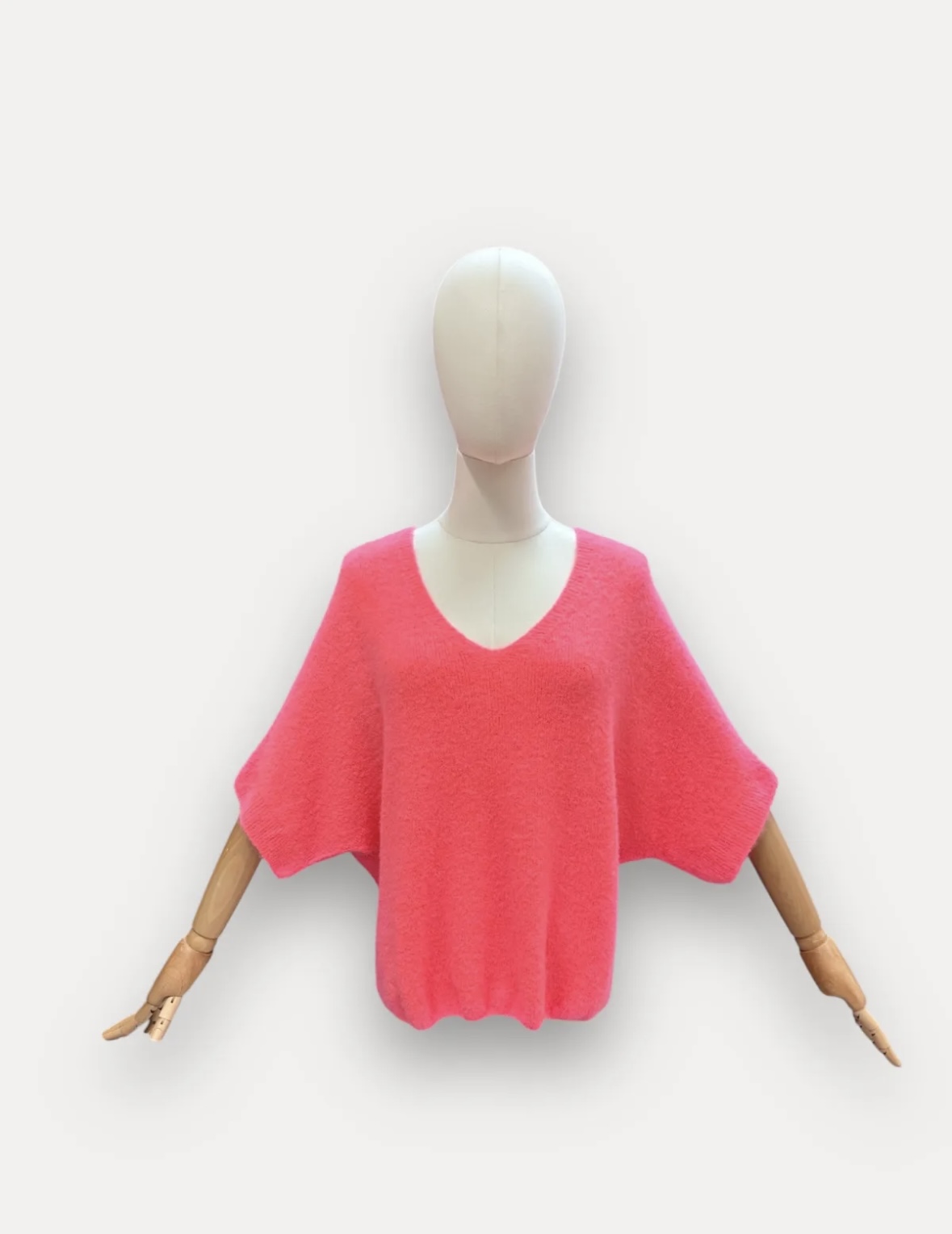 Pull femme manches courtes col v – Image 2