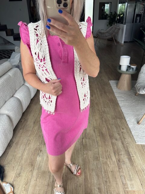 Robe Courte Fuschia à Volants – Image 3