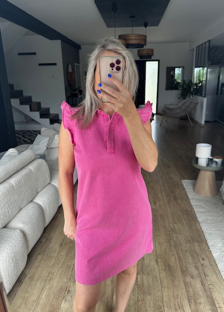 Robe Courte Fuschia à Volants
