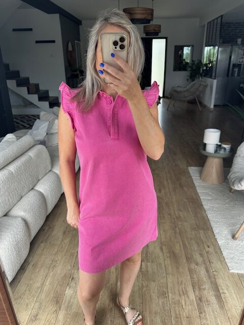 Robe Courte Fuschia à Volants – Image 2
