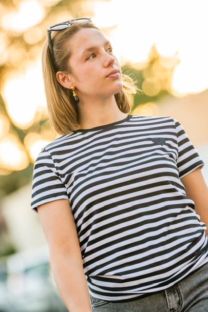 Tee-Shirt Marinière Coeur Noir