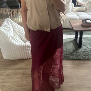 Jupe longue bordeaux dentelle femme