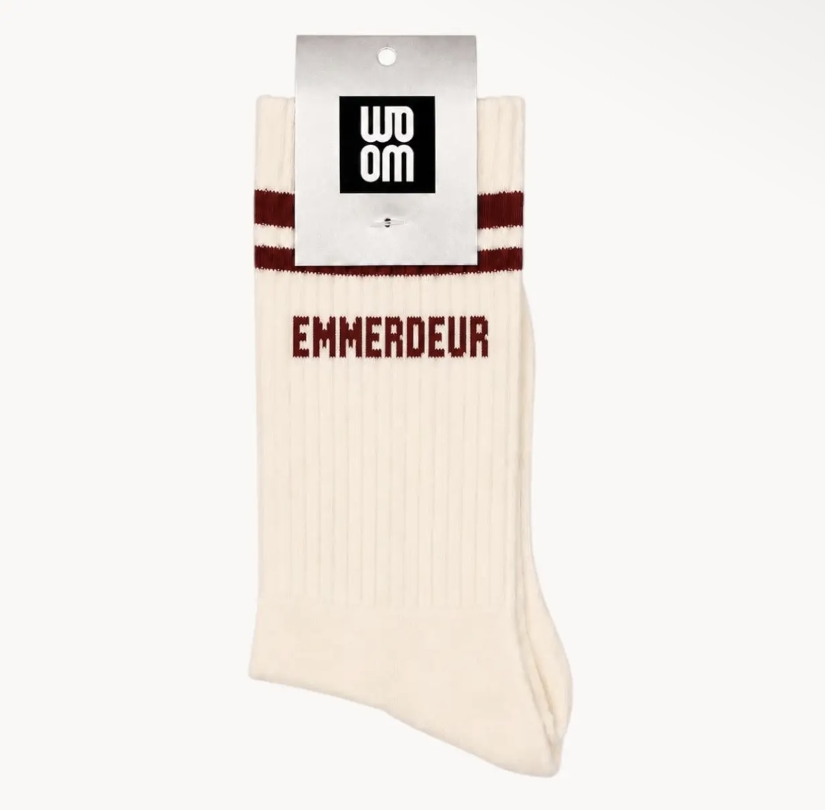 Chaussettes homme EMMERDEUR écru et bordeaux