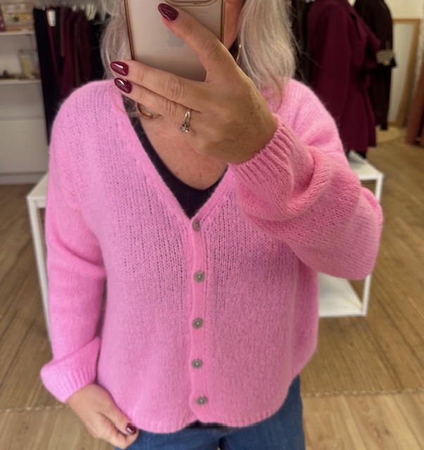 Gilet tout doux manches longues rose
