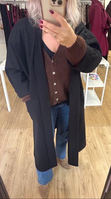 Gilet tout doux manches longues marron – Image 2