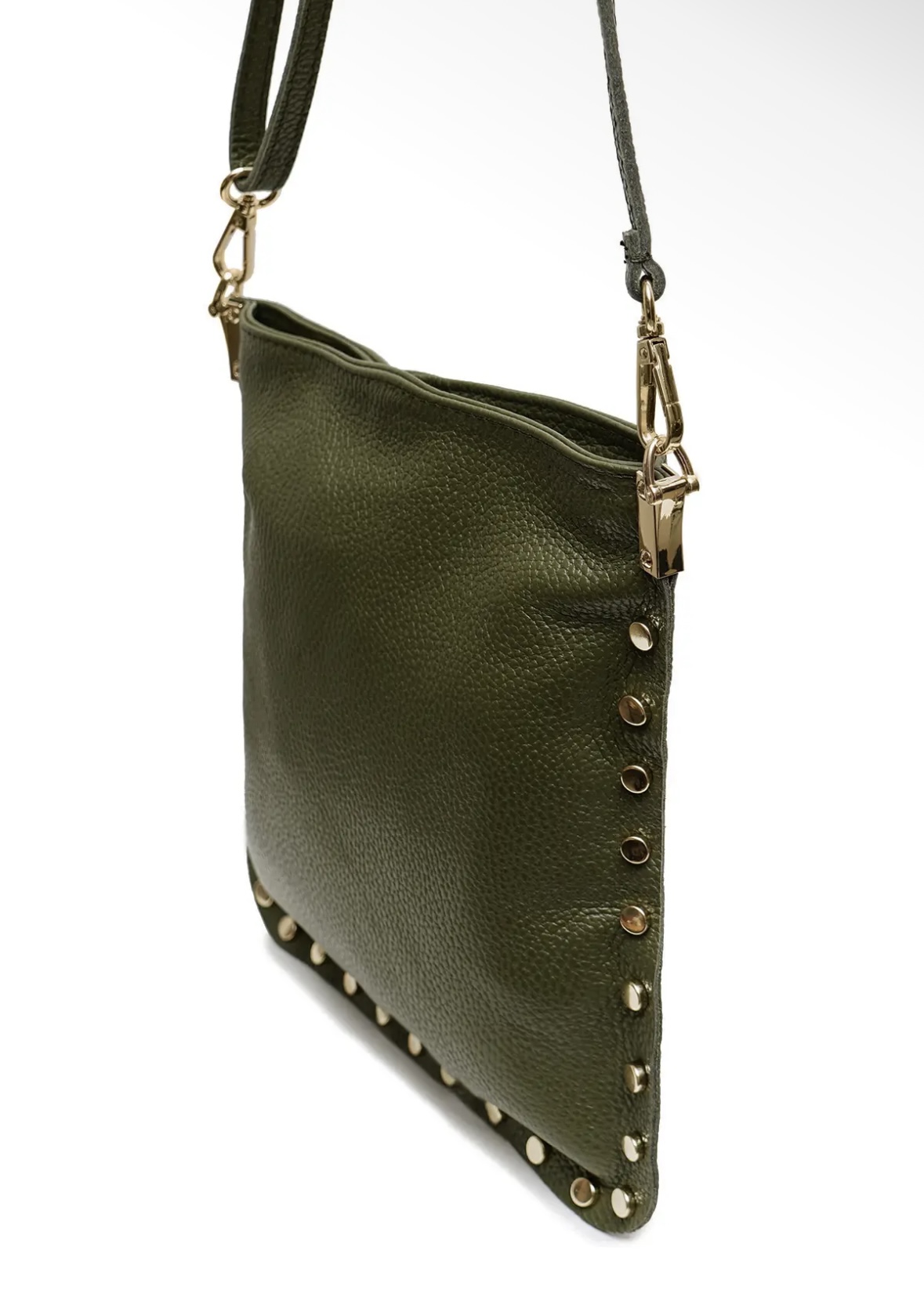 Sac bandoulière femme kaki à clous dorés – Image 2