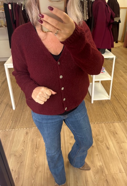 Gilet tout doux manches longues bordeaux