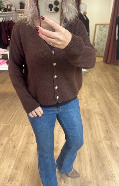 Gilet tout doux manches longues marron