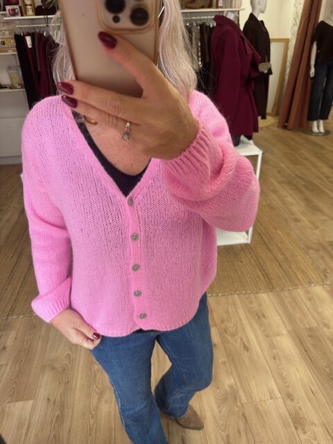 Gilet tout doux manches longues rose – Image 2